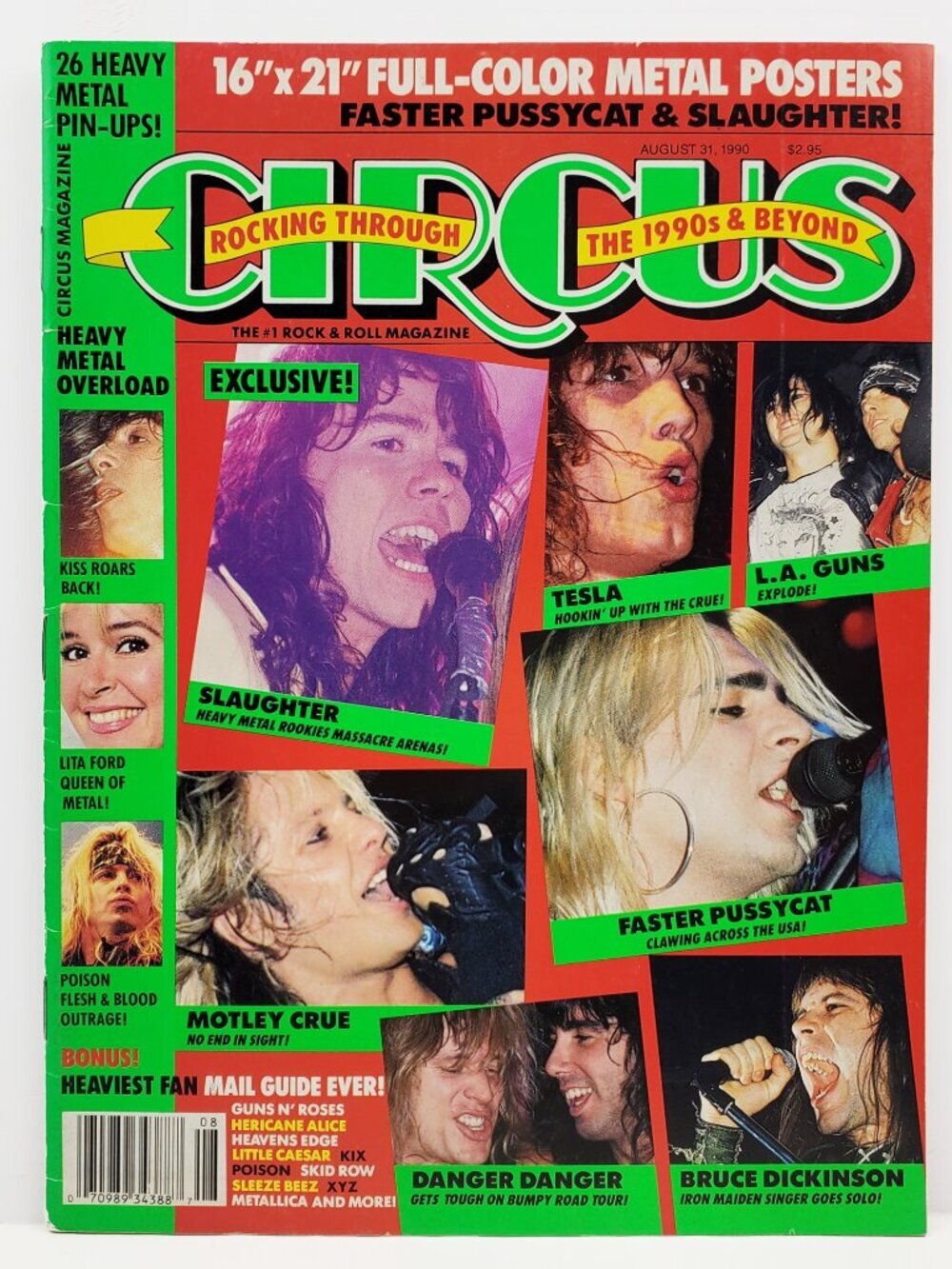Circus Magazine Vintage 1990 Motley Crue Bruce Dickinson LA Guns + Tabs Posters